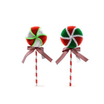 Decorazione natalizia - Candy - Decorazione natalizia Candy con fiocco decorativo realizzata in polistirolo. Dimensioni: 34x