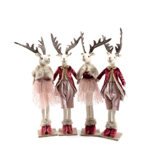 RENNA 'GLAMOUR' IN STOFFA 15X7XH.50 CM ASSORTITA - Decorazione natalizia renna realizzata in stoffa. Dimensioni: 15x7x50h cm