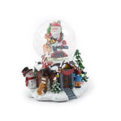 Carillon natalizio Palla di Neve con musica e luci - Carillon natalizio decorativo con palla di neve, musiche e luci. Dimens