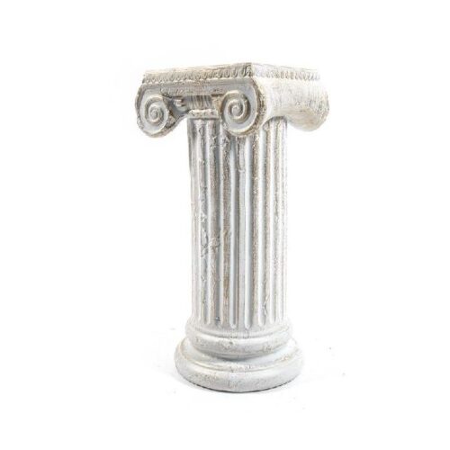 Colonna in pietra bianca e oro 39 cm - Pompei - Colonna decorativa realizzata in pietra colore bianco e oro. Dimensioni: 19,