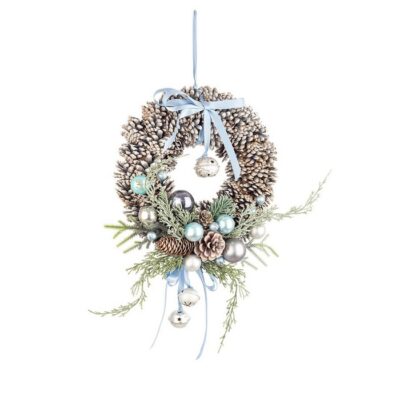 Corona tonda azzurra per decorazione natalizia con campanello - Hilma - Il Natale è la festa più attesa dell'anno. Per quest