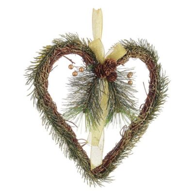 Pendaglio natalizio cuore con foglie con fiocco oro - Den - Il Natale è la festa più attesa dell'anno. Per questo motivo ado