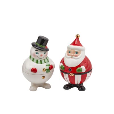 Contenitore natalizio in ceramica 21 cm - Decorazione natalizia Babbo Natale o pupazzo di neve, divertente, colorata, simpat