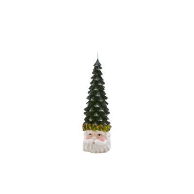 CANDELA BABBO TESTA-PINO H19 C1 - Questa fantastica candela natalizia a forma di pino con Babbo Natale, oltre ad esser