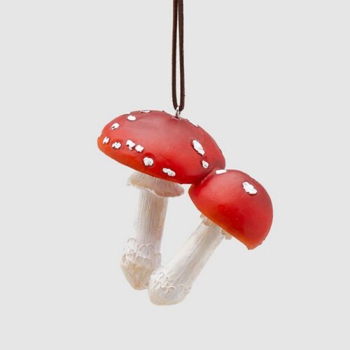 Decorazione natalizia a sospensione - funghi - Decorazione natalizia con funghi da appendere a sospensione realizzata in pol