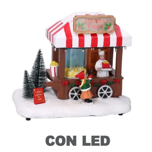 Giostra natalizia decorativa con LED - Pop Corn - Giostra decorativa natalizia realizzata in resina con luci LED. Rappresent