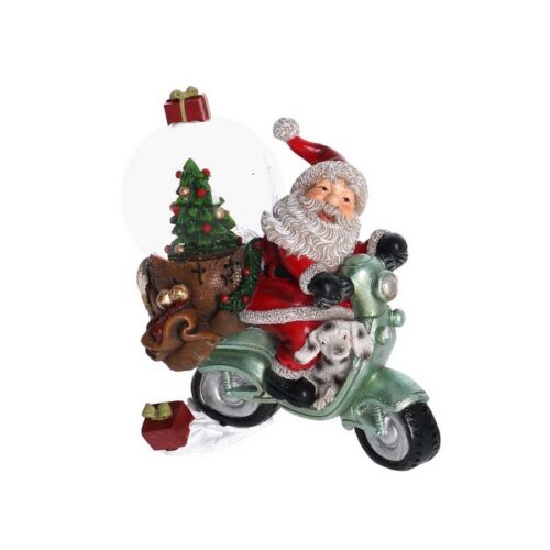 Decorazione natalizia scooter con sfera innevata - Statuetta con palla natalizia in vetro sullo scooter. Accessorio simpatic