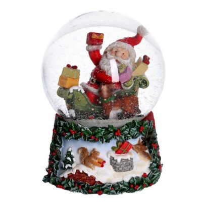 Palla di vetro con carillon natalizio - Ghirla - Carillon natalizio palla di vetro con babbo natale e altre tantissime decor