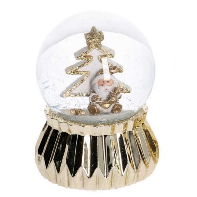 Palla di vetro natalizia oro - Albero - Palla di vetro con babbo natale e altre tantissime decorazioni. Ottimo accessorio da