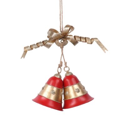 CAMPANA METALLO ROSSO CM23X15X6 - Campana natalizia realizzato in metallo di colore rosso. Presenta un fiocco decorativo nel