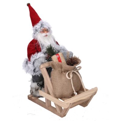 Babbo Natale con slitta e regali rosso e grigio - Babbo natale con slitta e regali. Prodotto realizzato in tessuto. Colore g
