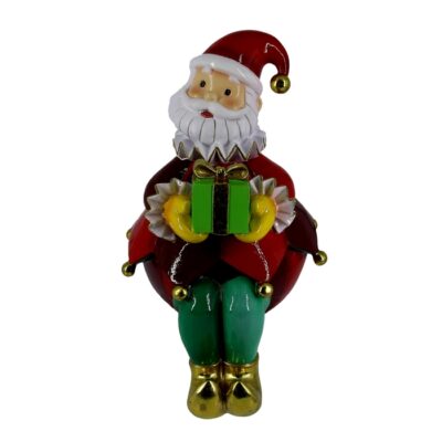 Babbo Natale seduto con regali - Babbo natale seduto con regali e altre decorazioni. Prodotto realizzato in tessuto. Colore