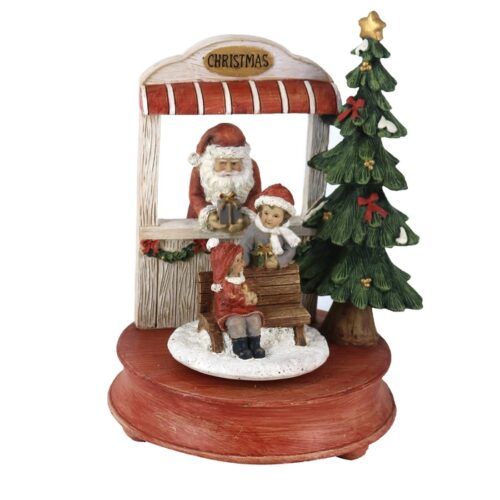 Carillon natalizio con Babbo Natale e musica - Carillon natalizio con babbo natale realizzato in resina. Sono presenti altre