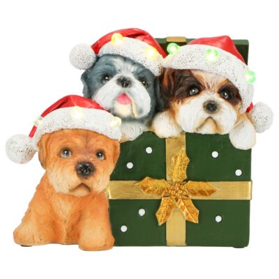 natalizio con LED - Cane decorazione natalizia con cappello di babbo natale. Questa fantastica decorazione darà un tocco di