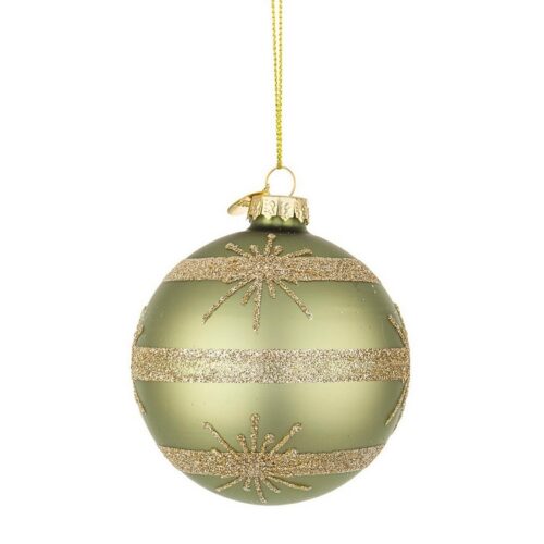 Palla di Natale in vetro verde con glitter dorati - Glimmer - Il Natale è la festa più attesa dell'anno. Per questo motivo a