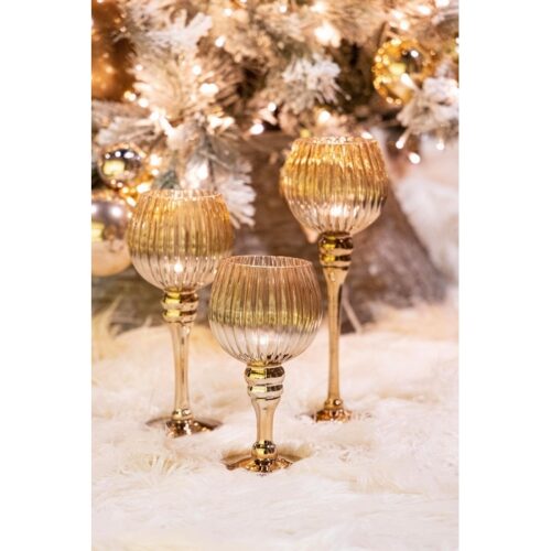 Calice porta candela natalizio in vetro marrone - Withney - Il Natale è la festa più attesa dell'anno. Per questo motivo ado