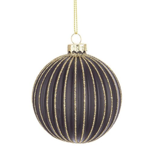 Palla di Natale in vetro nero con glitter oro - Dreamy - Il Natale è la festa più attesa dell'anno. Per questo motivo adoria
