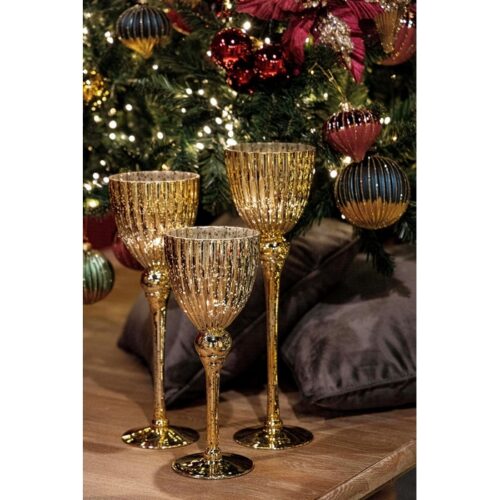 Calice porta candela natalizio in vetro dorato - Elodie - Il Natale è la festa più attesa dell'anno. Per questo motivo adori