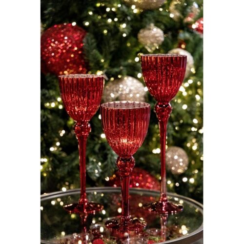 Calice porta candela natalizio in vetro rosso - Elodie - Il Natale è la festa più attesa dell'anno. Per questo motivo adoria