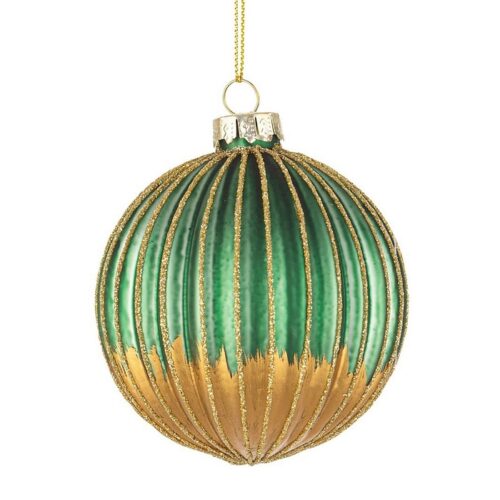 Palla di Natale in vetro verde e oro con glitter - Modish - Il Natale è la festa più attesa dell'anno. Per questo motivo ado