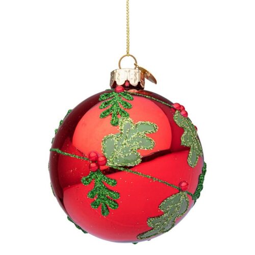 Palla di Natale con foglie e bacche in vetro - Berries - Il Natale è la festa più attesa dell'anno. Per questo motivo adoria