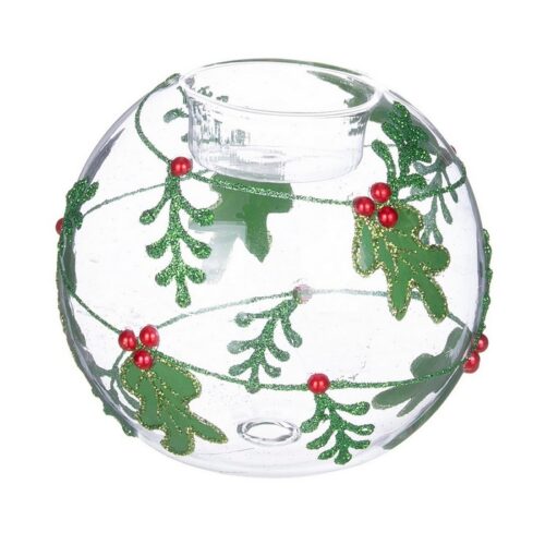 Portacandela natalizio in vetro con foglie e bacche - Berries - Il Natale è la festa più attesa dell'anno. Per questo motivo