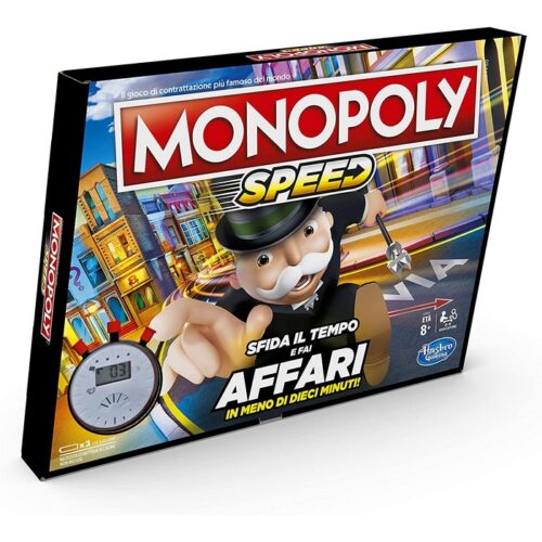 Monopoly Speed - Il gioco da tavolo Monopoly Speed può essere giocato in meno di 10 minuti! Tutti tirano e acquistano contem