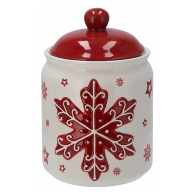 Barattolo natalizio in ceramica - Barattolo natalizio realizzato in ceramica ideale per avere un servizio a tema Natale. Dim