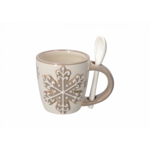 Tazza con cucchiaio natalizia in ceramica - Tazza con cucchiaio natalizia realizzato in ceramica ideale per avere un servizi