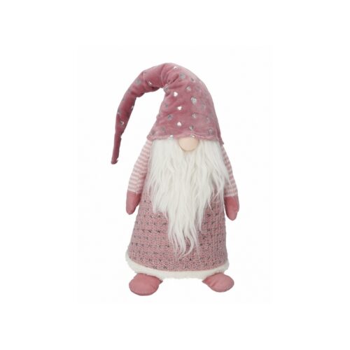 Folletto in tessuto per decorazione natalizia rosa 65 cm con LED - Folletto natalizio decorazione a tema Natale. Ideale da i