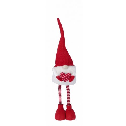 Folletto natalizio per decorazione in rosso e bianco 80 cm - Folletto natalizio è un'ottima decorazione per la tua casa a te