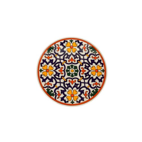 SOTTOPENTOLA ROTONDO DECORO A MANO IN CERAMICA - Sottopentola in ceramica dipinta a mano con forma rotonda, multicolor. Dim