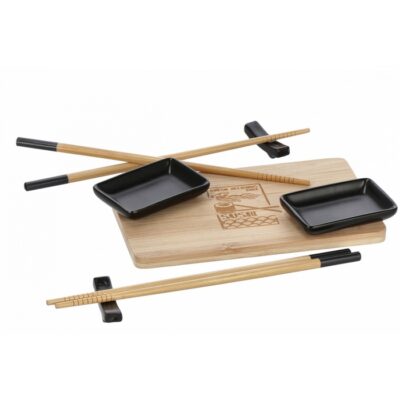 Servizio per sushi con vassoio - Servizio accessori sushi per 2 persone. Il set comprende un vassoio in bamboo, una tovaglie