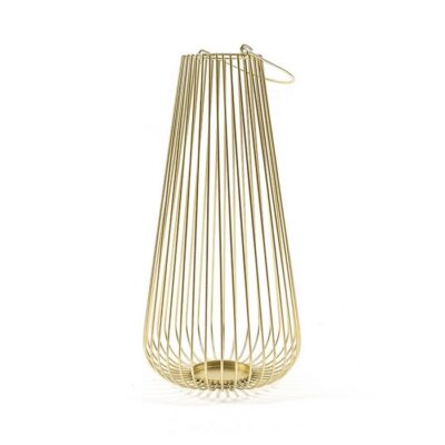 Lanterna oro in metallo - Lanterna con manico realizzata in metallo. Ottima lanterna per arredare e illuminare la tua casa o