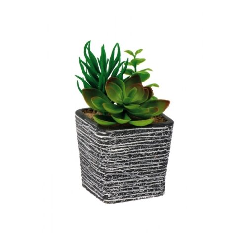Vaso con pianta grassa artificiale - Vaso con piante grasse ideale per dare un tocco di verde all'interno della tua casa.Dec