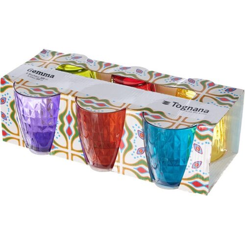 Set 6 bicchieri in vetro colorato - Gemma - Il nostro set da 6 bicchieri Gemma di Tognana è l'alleato perfetto per la tua ta