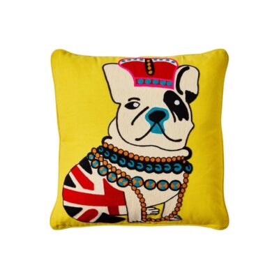 EMBROIDERY - CUSCINO YELLOW POP ART ROYAL DOG - Cuscino Pop Art decorativo è un fantastico accessorio che darà colore e stil