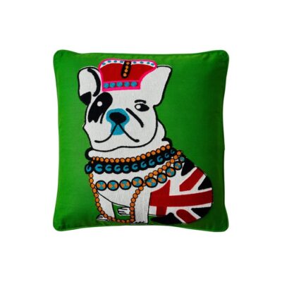 EMBROIDERY - CUSCINO GREEN POP ART ROYAL DOG - Cuscino Pop Art decorativo è un fantastico accessorio che darà colore e stile