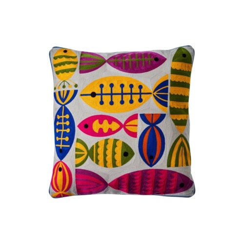 EMBROIDERY - CUSCINO GRIGIO HAPPY FISH - Cuscino Happy Fish decorativo è un fantastico accessorio che darà colore e stile ai