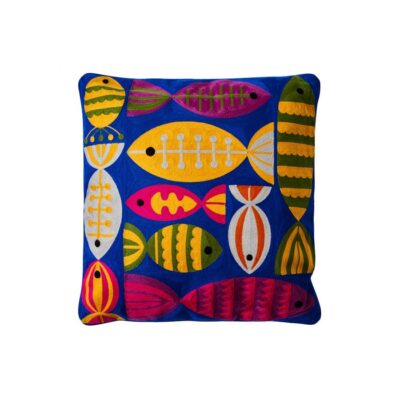 EMBROIDERY - CUSCINO BLUETTE HAPPY FISH - Cuscino Happy Fish decorativo è un fantastico accessorio che darà colore e stile a