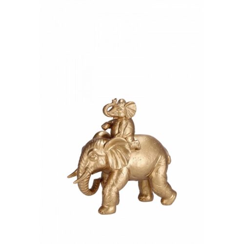 DEC RESINA M.ELEFANTI CM18X8XH18 - Elefanti decorativi realizzati in resina color oro. Fantastico oggetto decorativo dallo s