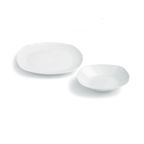 Servizio 12 piatti quadrati in porcellana bianca - Splendor - Il servizio piatti Splendor è composto da un totale di 12 pezz