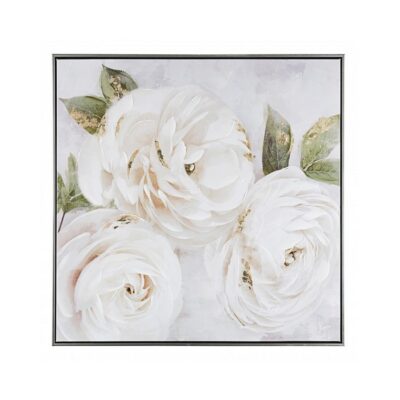Stampa su tela con fiori - Crown rose - Stampa su tela Crown rose dipinta a mano su tela, struttura in legno di pino. Corni