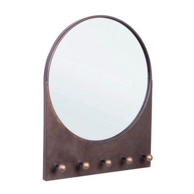 Specchio da parete tondo con 5 ganci - Contours - Specchio Contours con 5 ganci realizzato co struttura in acciaio.Fantastic