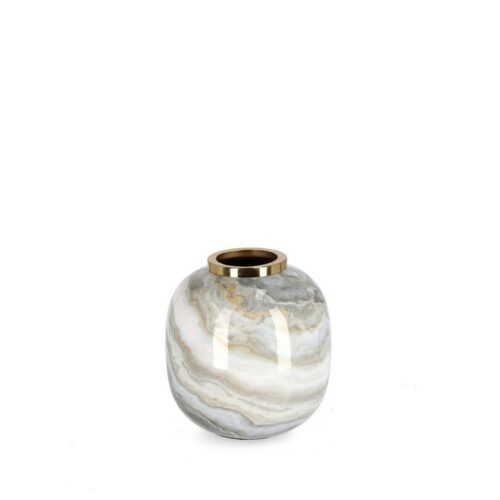 Vaso in metallo effetto marmo - Marsha - Vaso Marsha realizzato in metallo.Ottimo vaso per creare decorazioni al centro di u