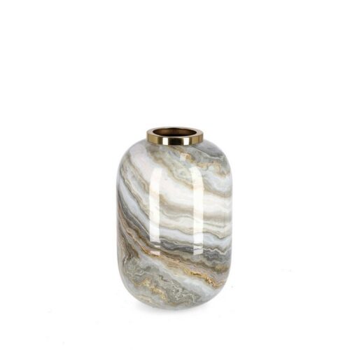 Vaso in metallo effetto marmo - Marsha - Vaso Marsha realizzato in metallo.Ottimo vaso per creare decorazioni al centro di u