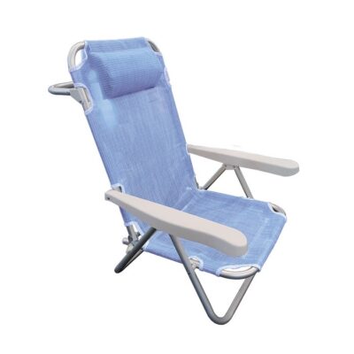 Poltrona reclinabile e pieghevole da spiaggia con braccioli e cuscino in acciaio - Confort - Sedia da spiaggia Confort ti p