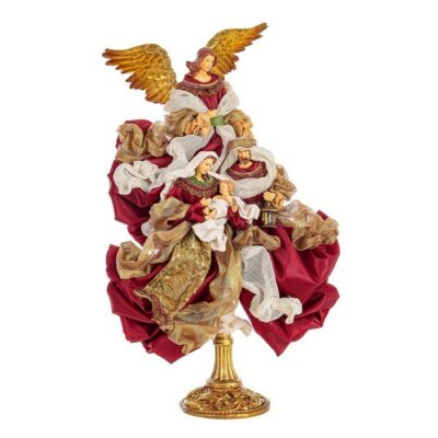 Decorazione natalizia Sacra Famiglia rosso con angelo - Baroque - Queste statuette rappresentano l'episodio della natività,