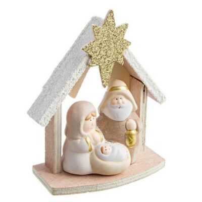 Decorazione natalizia nativita' in ceramica con capanna e stella - Emmanus - Decorazione natalizia, idea regalo capanna con
