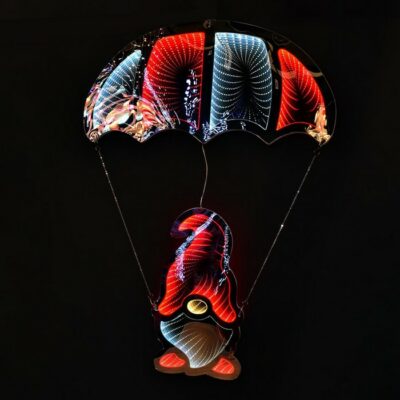 Babbo natale con paracadute con luce 3D - Babbo natale con paracadute con luce 3D realizzato in acrilico ideale per decorare